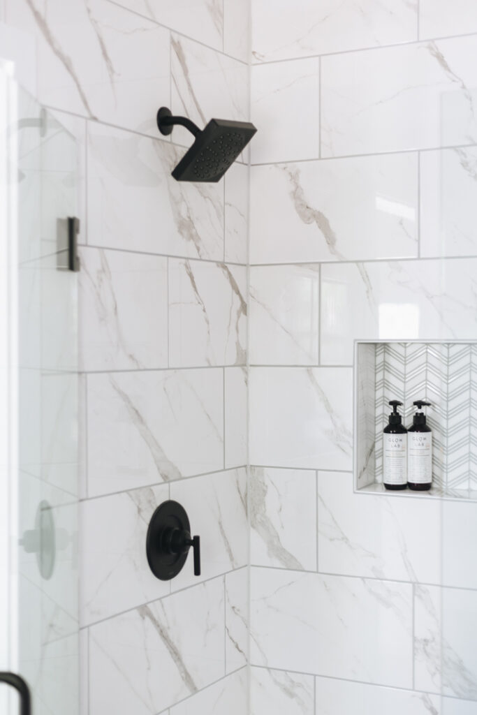 white and black shower