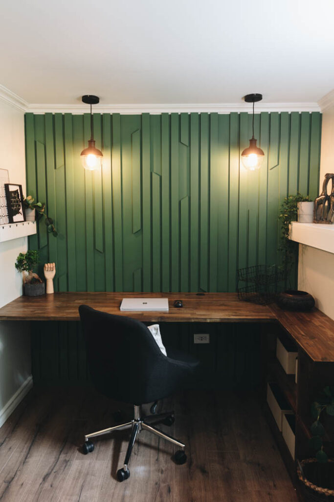 accent wall with hanging pendants