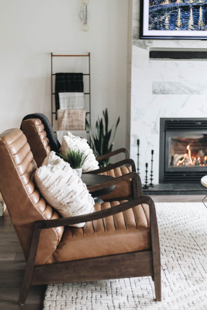 cognac leather chairs in living room