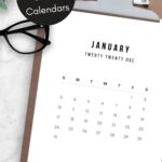 Modern Calendar on a clipboard with text reading "free 2021 calendar"