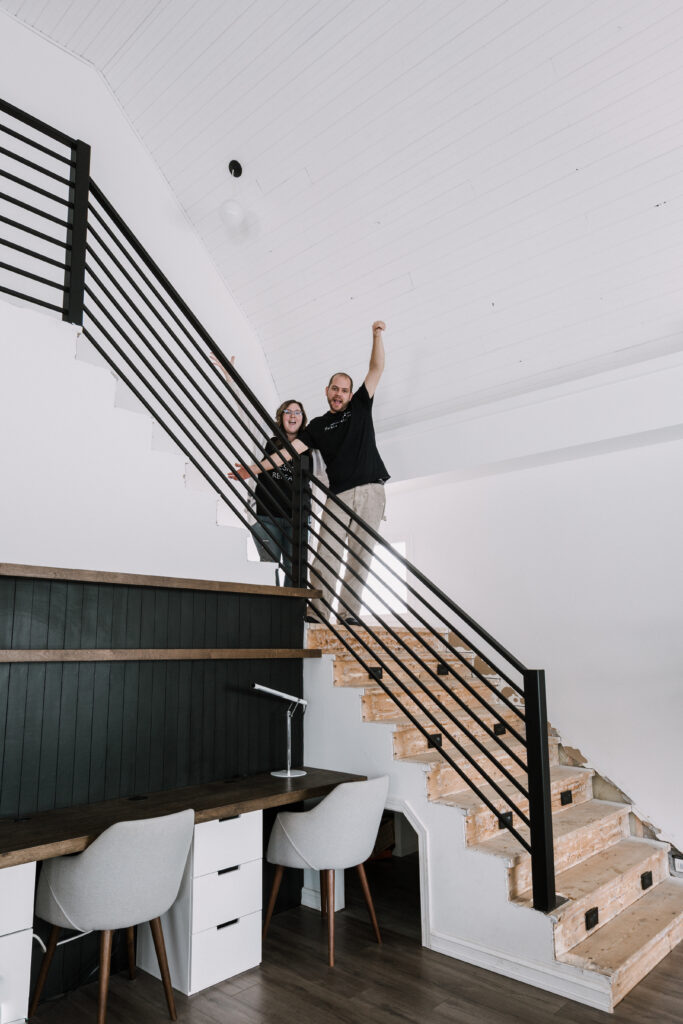 Installing a new railing on the stairs