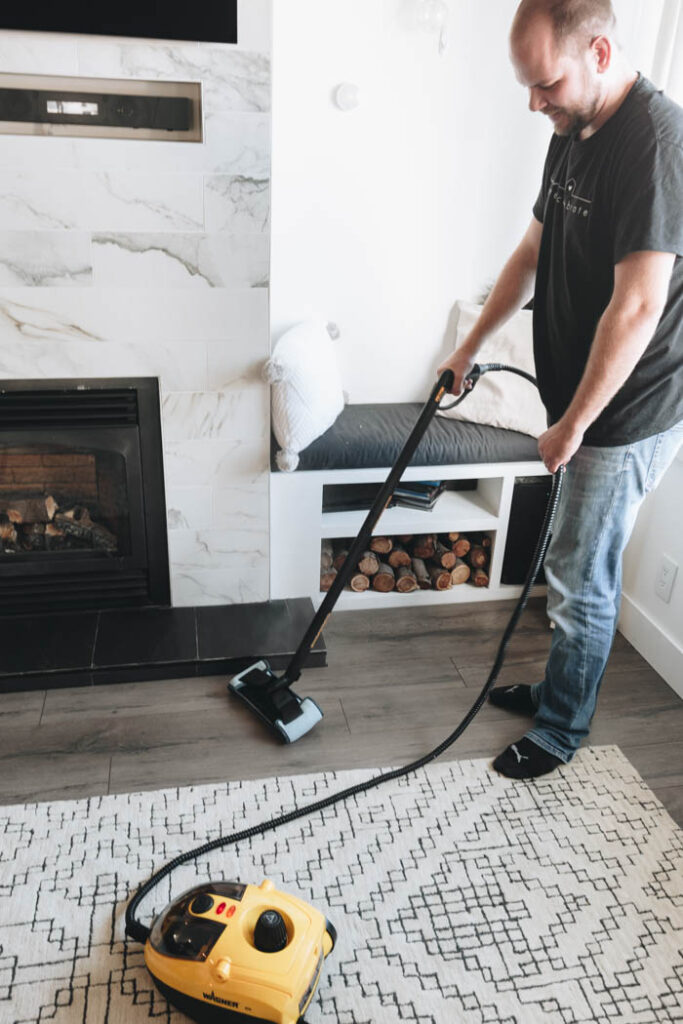 cleaning your floor with a steam cleaner