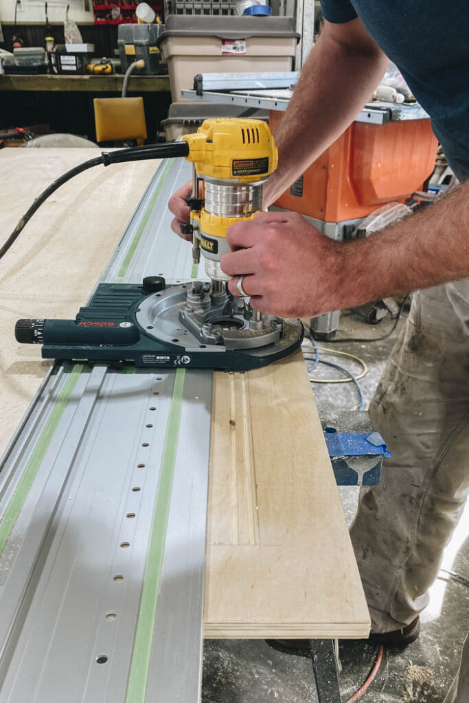 using the dewalt plunge router with the Bosch track attachment