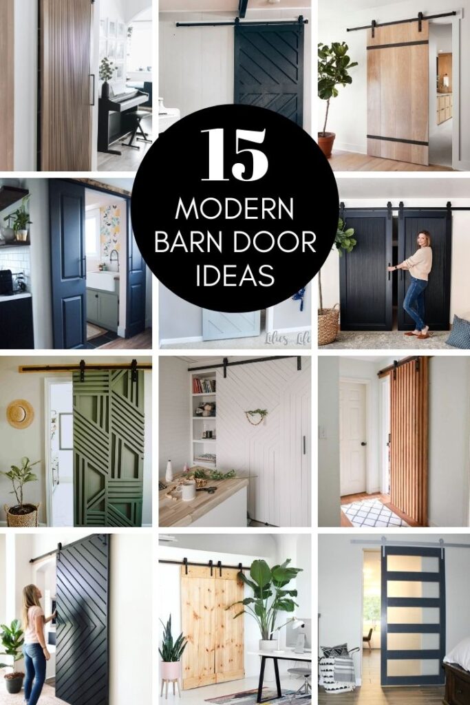 collage of modern barn door ideas