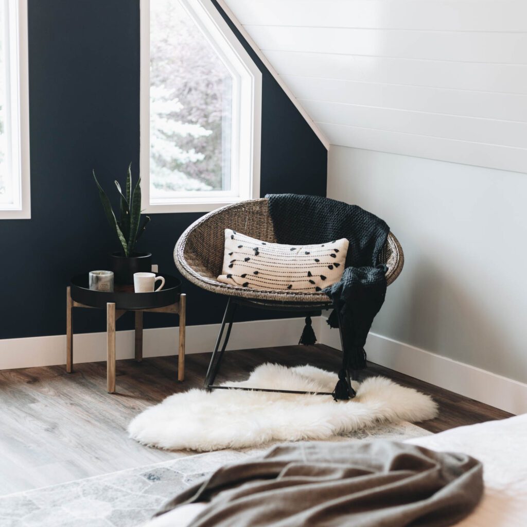 image of finished DIY shiplap ceiling with 