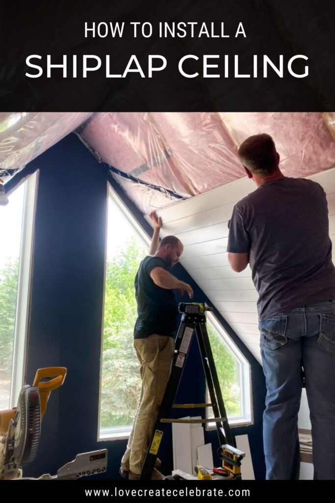 image of 2 men installing shiplap with text overlay