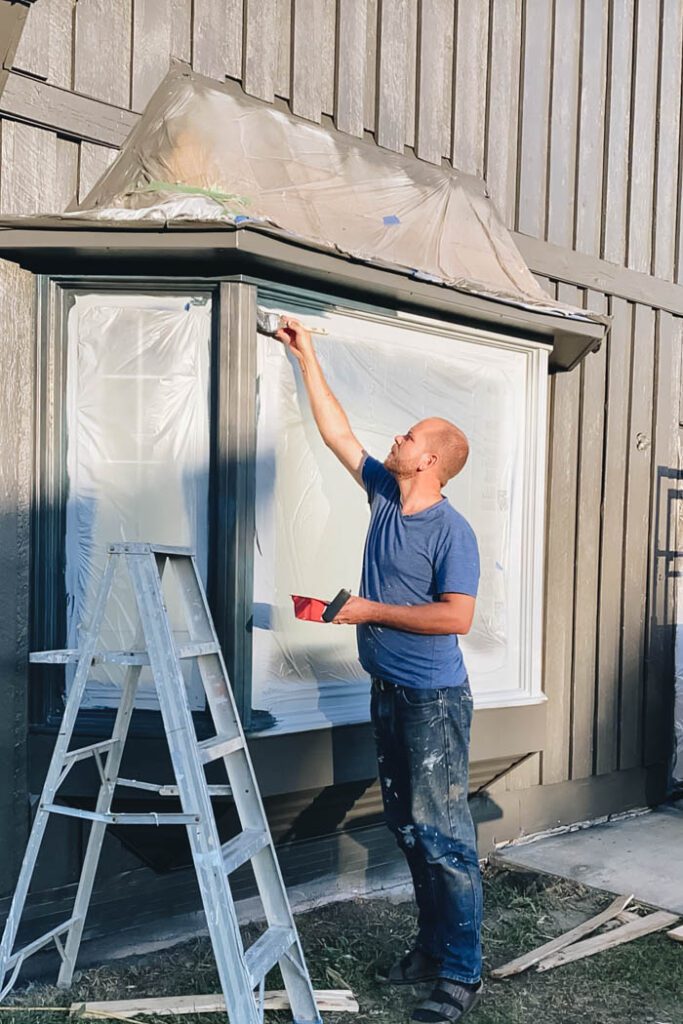 painting wood bay windows