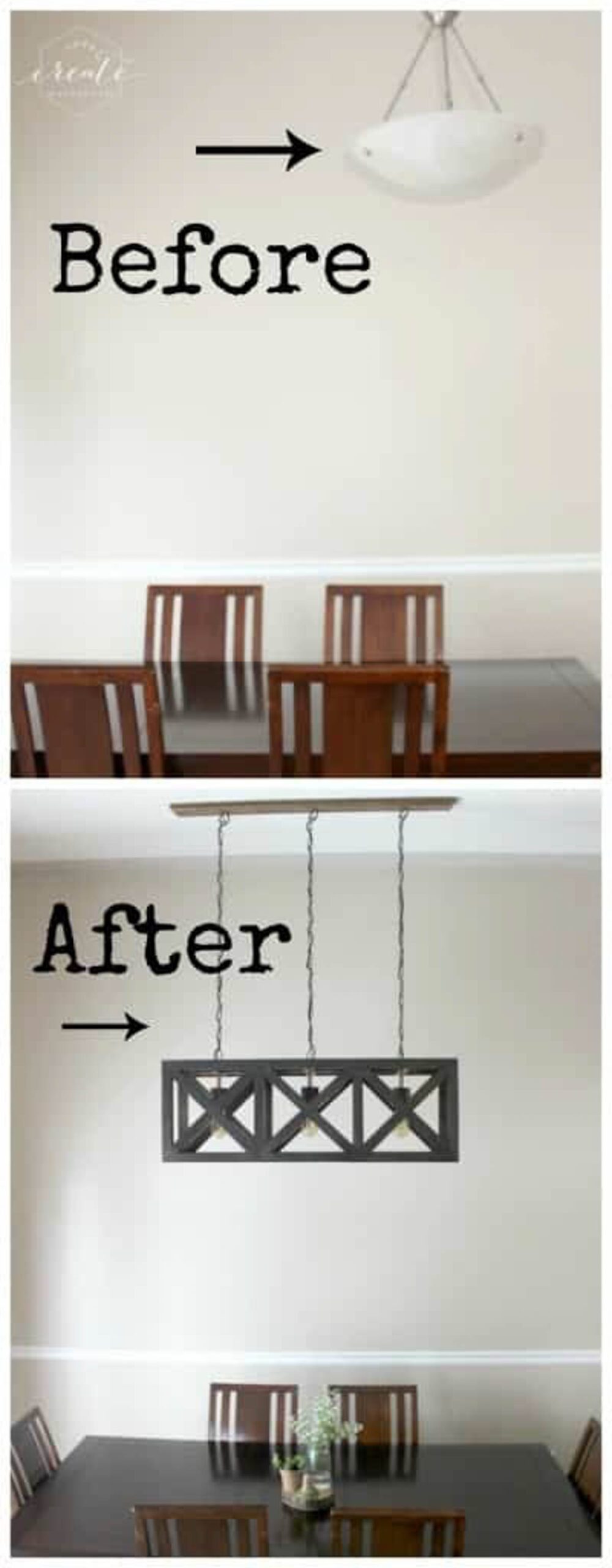 Before and after of the industrial pendant light