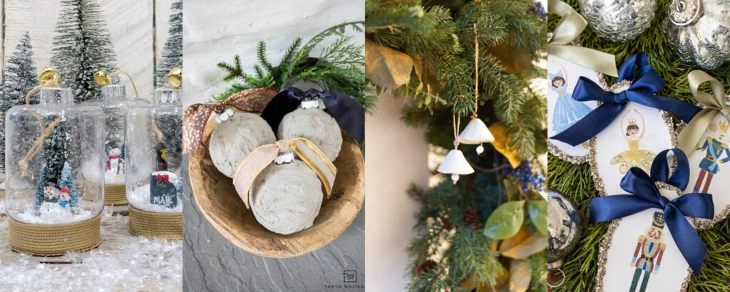 collage of DIY ornaments