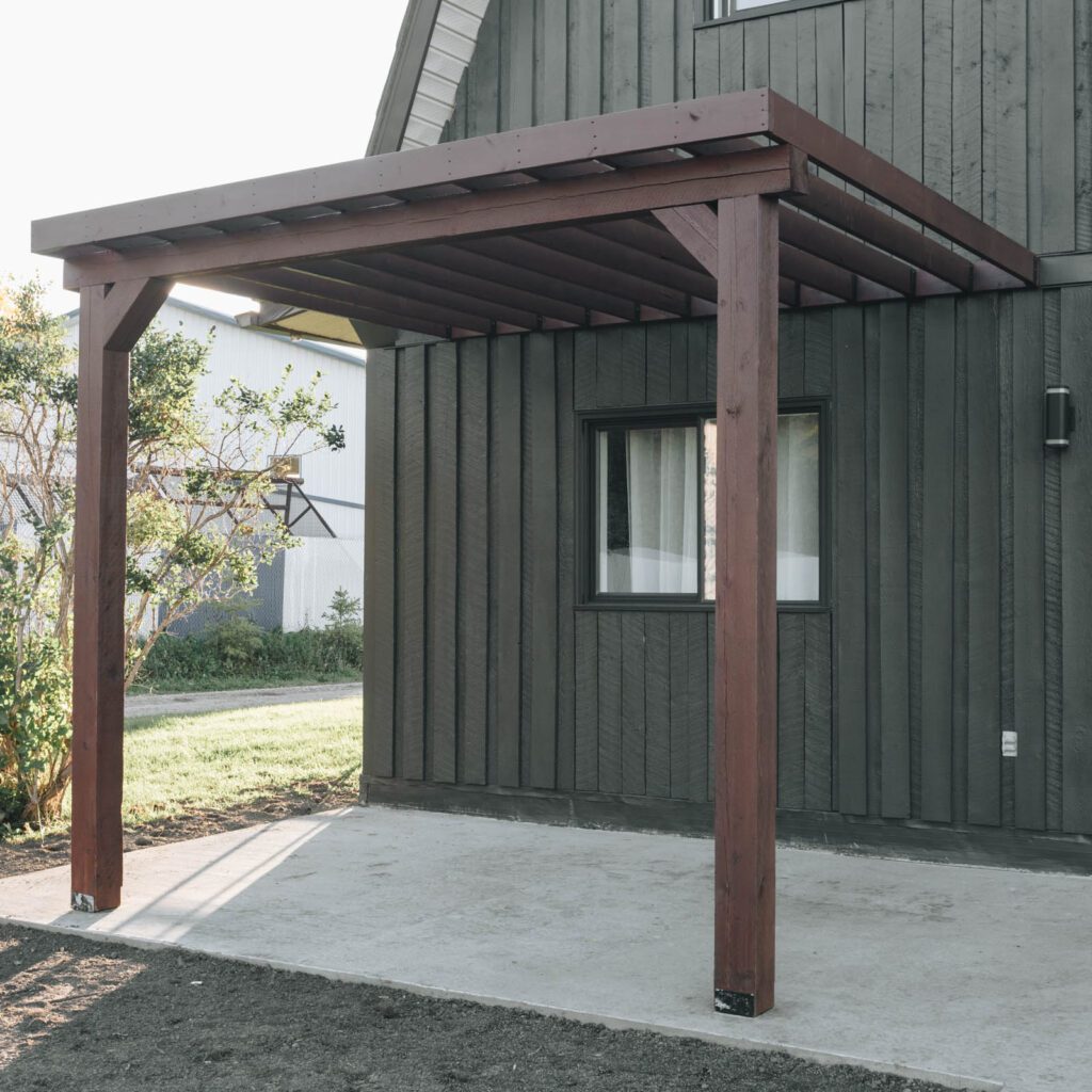 new concrete patio and pergola