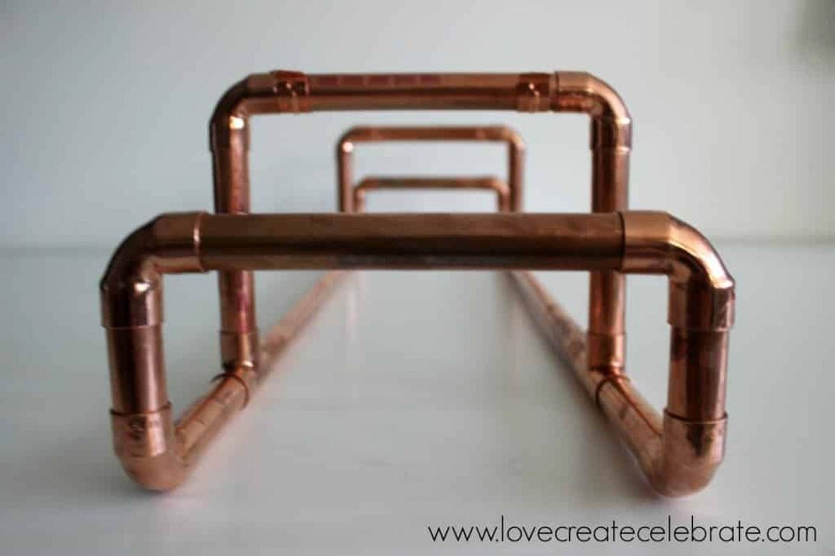 Finished copper wine rack