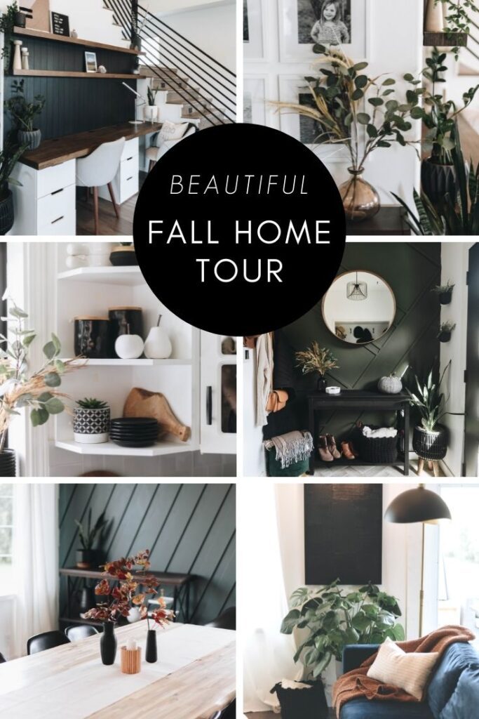 collage of modern fall home tours with text reading "Beautiful Fall Home Tours"