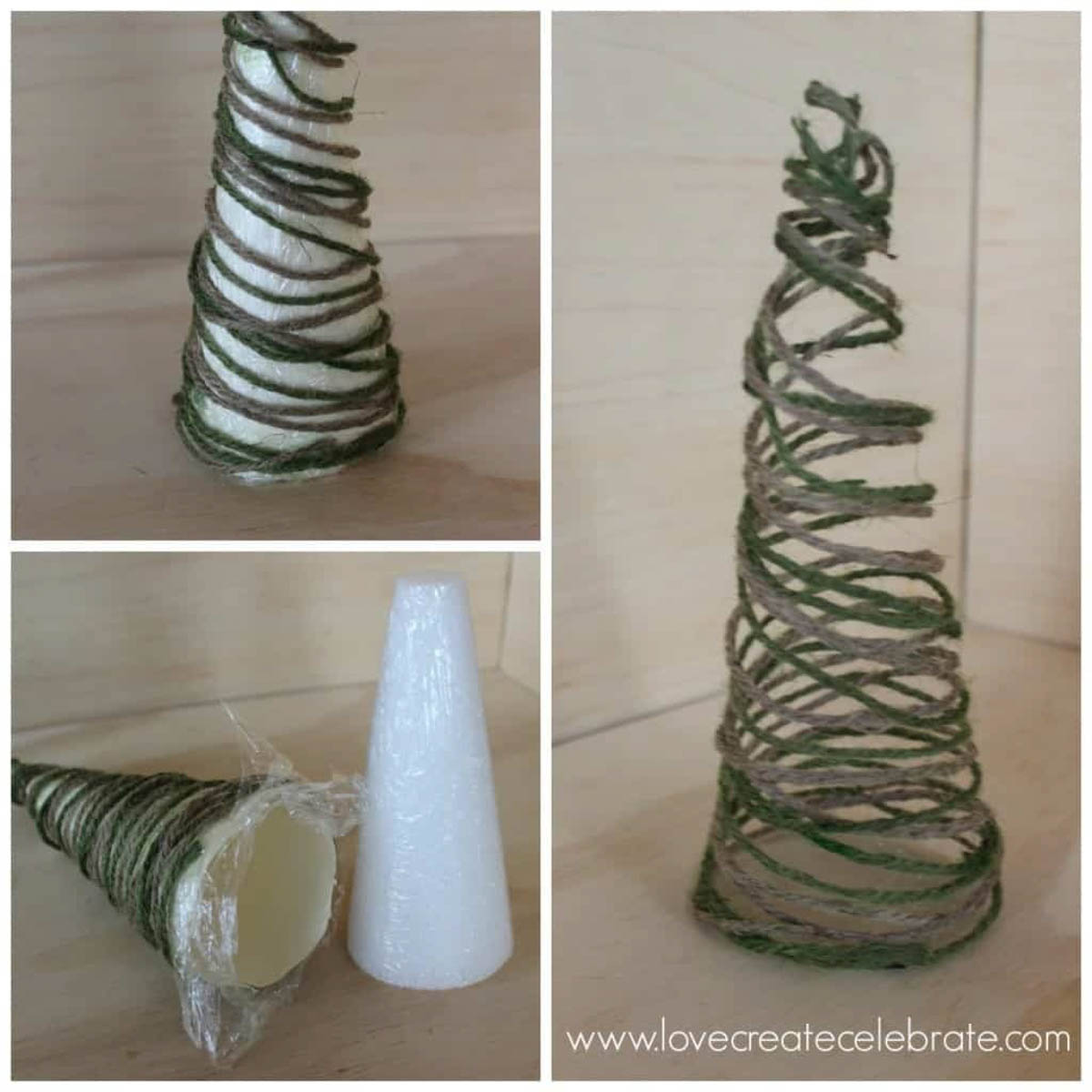 Image collage of string Christmas trees