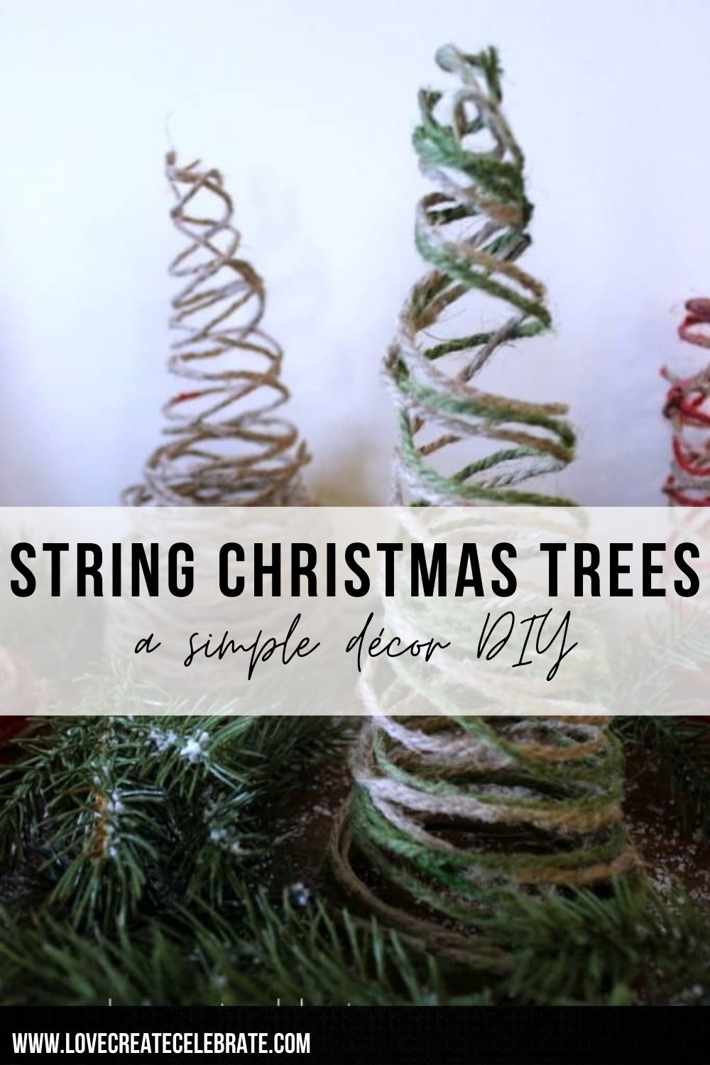 String Christmas trees image with text overlay 