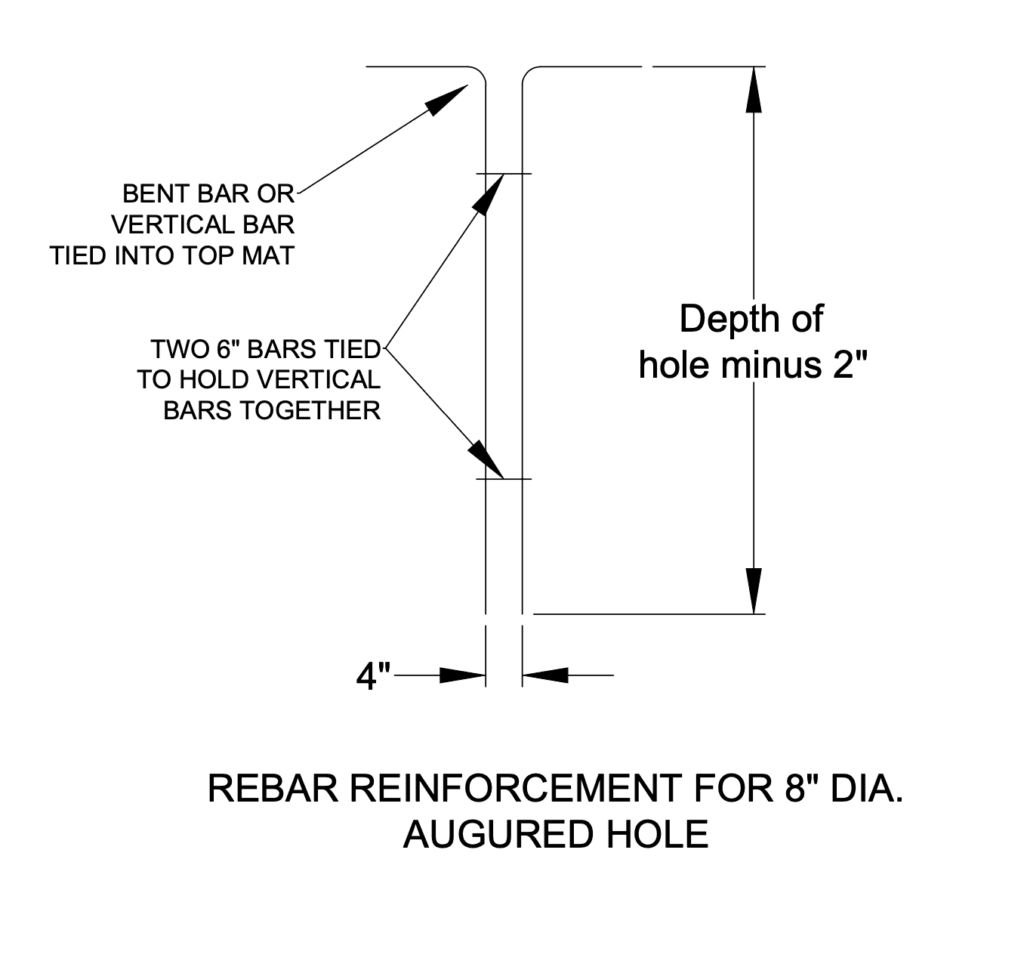 sketch of rebar reinforcement for augured hole