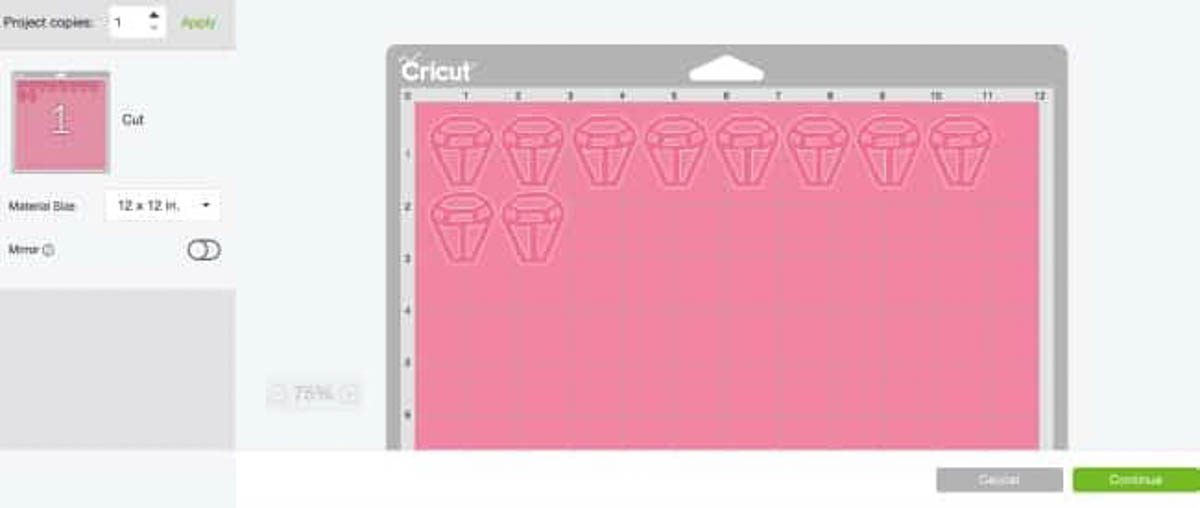 Diamonds on Cricut Design space ready to be cut out