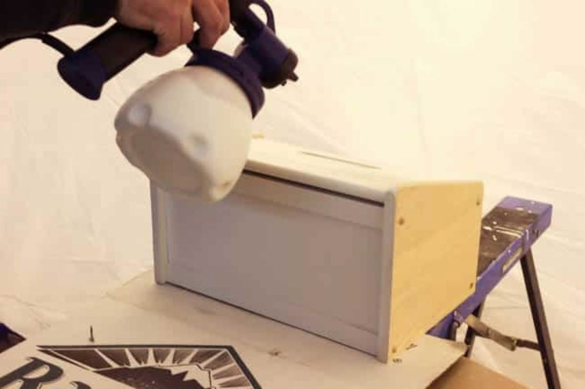 Painting the DIY bread box