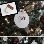 Images of DIY wood ornaments with text reading personalized ornaments