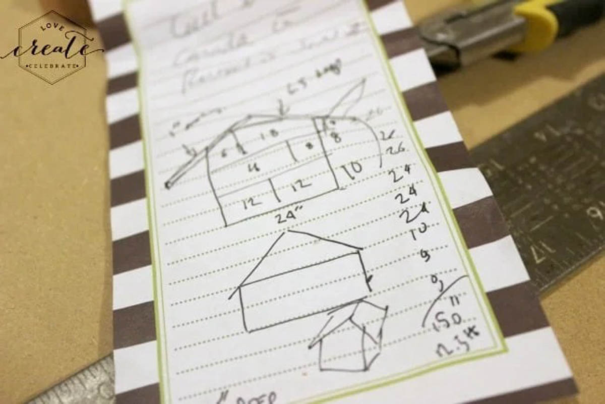 Drawing of dimensions for the house bookshelf