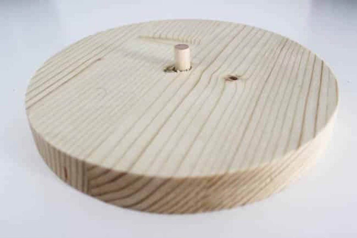 Wooden circle with a dowel hole