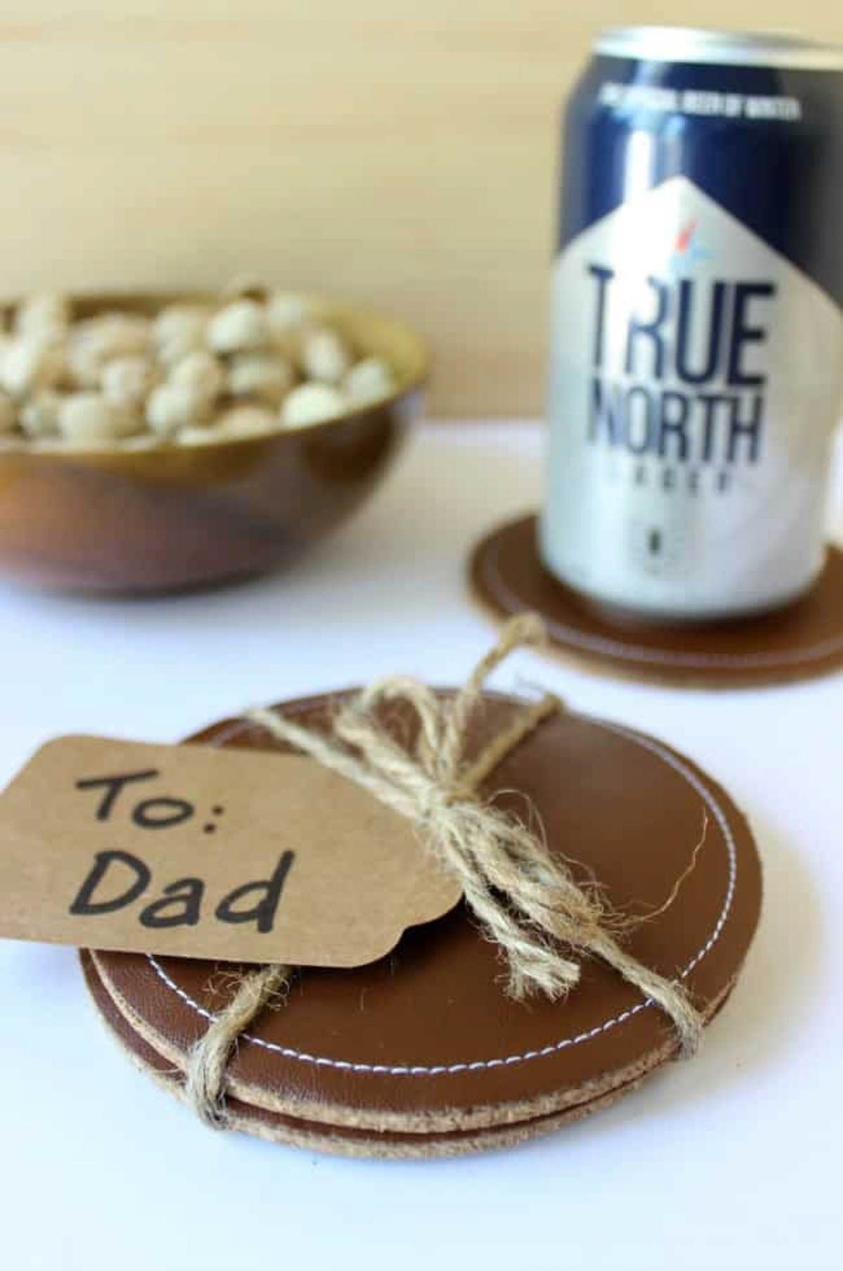 Leather coasters gift for dad
