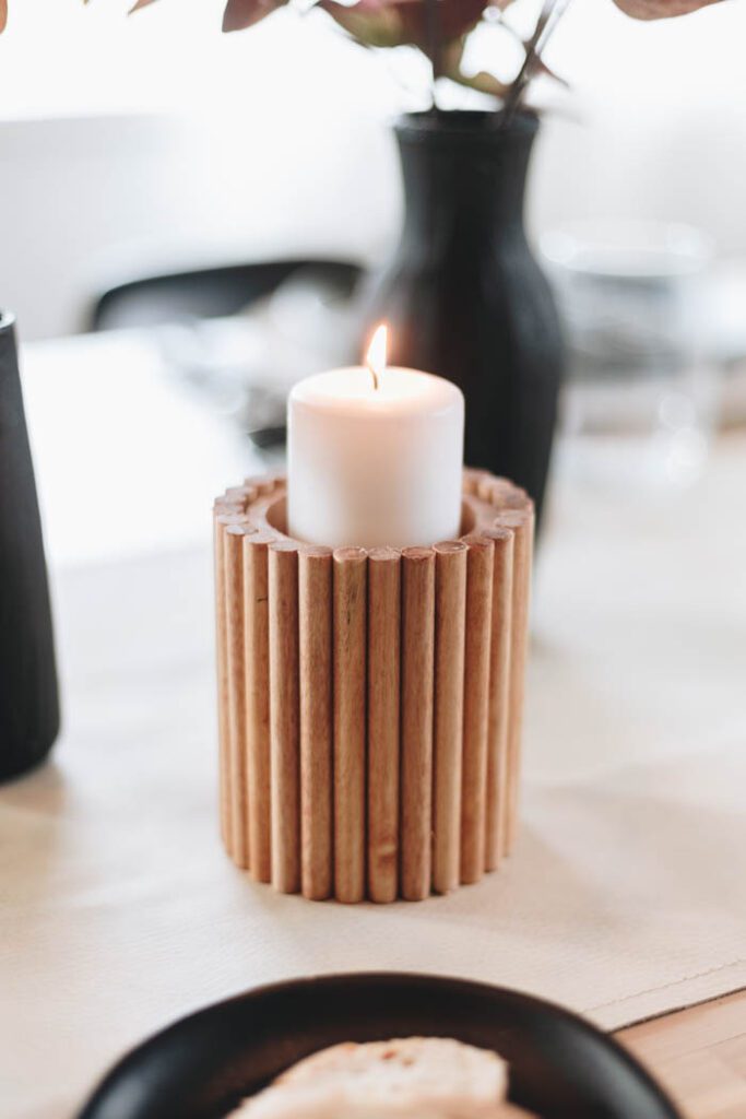 fluted candleholder with candle