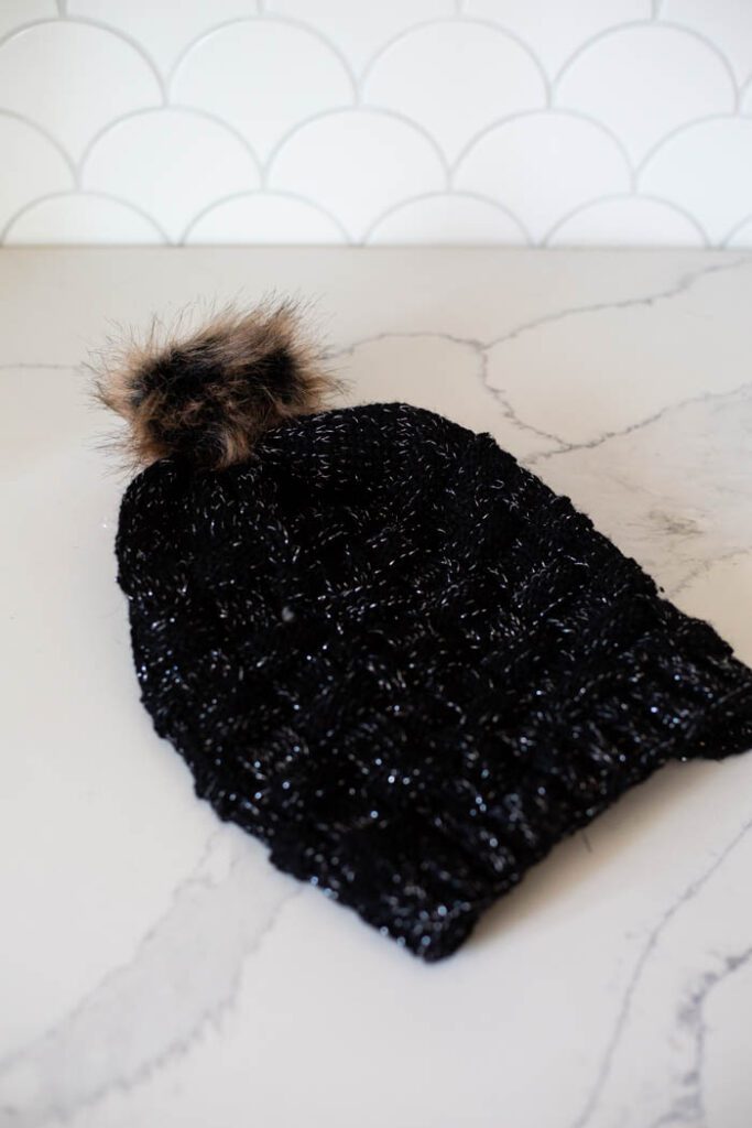 winter hat with a pom pom