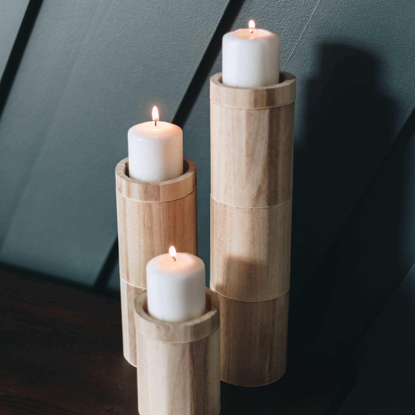 set of DIY pillar candleholders