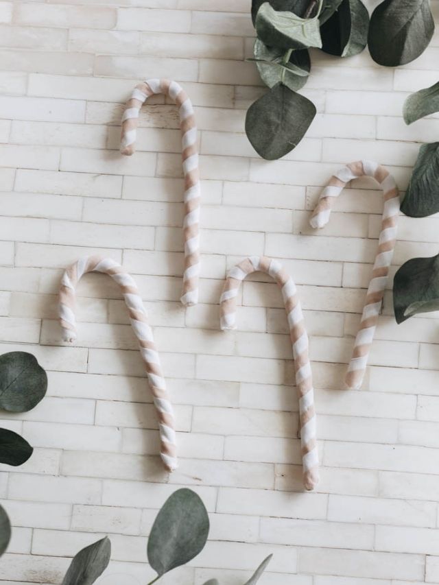 flat lay image of 4 DIY candy canes