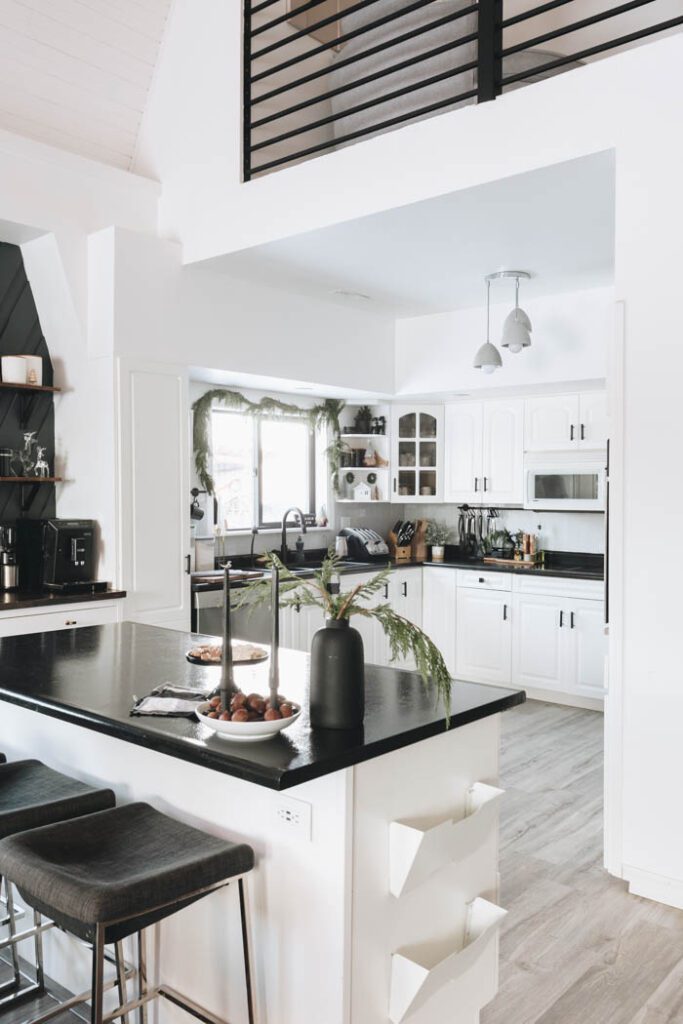 Black and white kitchen decorations for the holidays