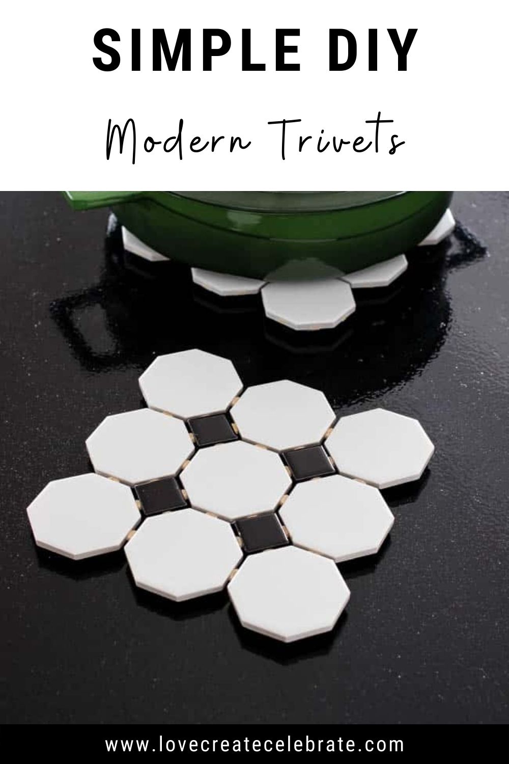 Image with text overlay "simple DIY modern trivets"