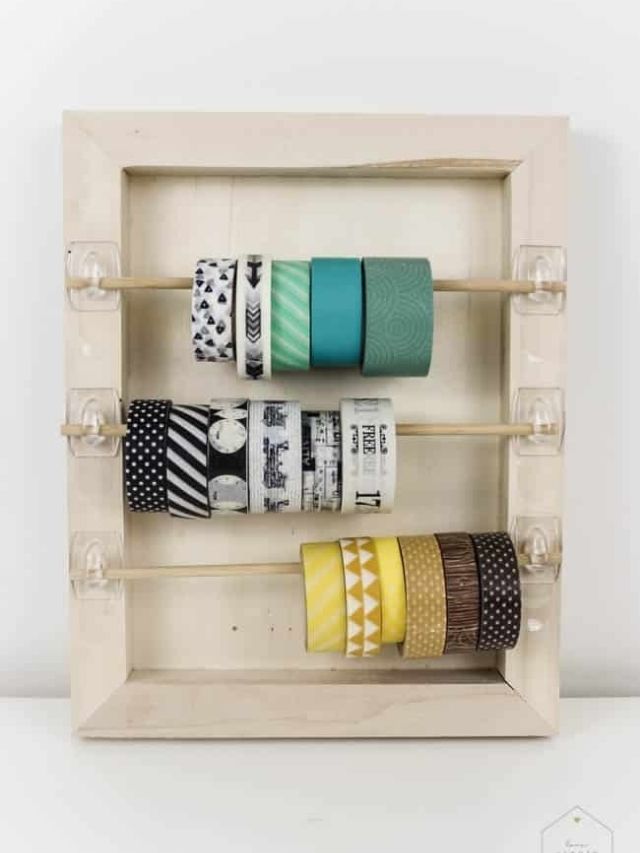 image of DIY washi tape storage from Dollar Store supplies