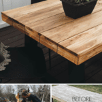 PIN image of old vs cleaned teak table