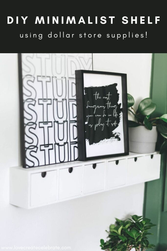 Minimalist Shelf with text overlay