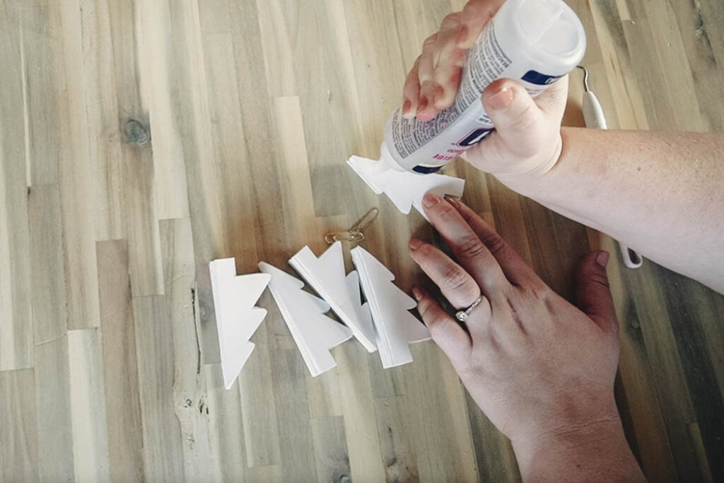 Gluing Paper Christmas Trees