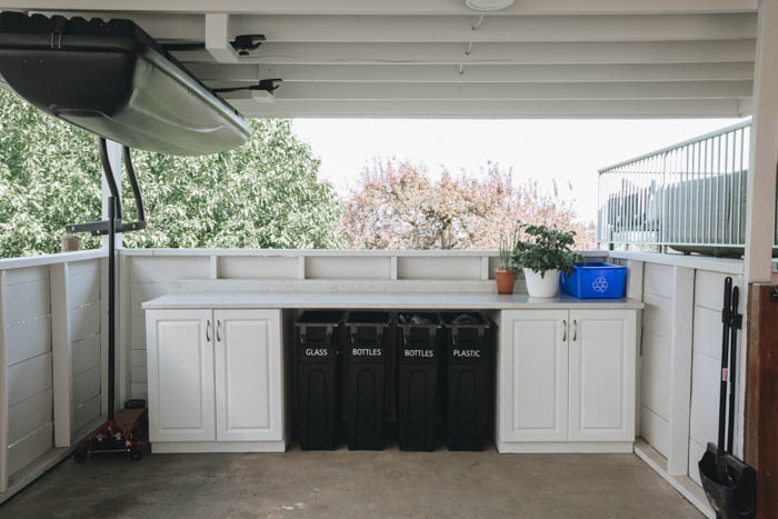 DIY Home Recycling Station in Carport