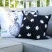 Love this modern take on Canada Day decor! These simple black and white pillows can be made in less than 30 minutes and are perfect for the patio! Perfect quick DIY!