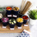 DIY Shish Kabob Bar! What an amazing idea for entertaining friends and family! Set-up your kabob bar by the BBQ and let everyone enjoy their own delicious shish kabobs.